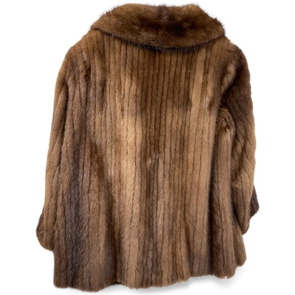 Mink Real Fur Coat Women's Size Large Vintage Brown Mid Length - Picture 2 of 11